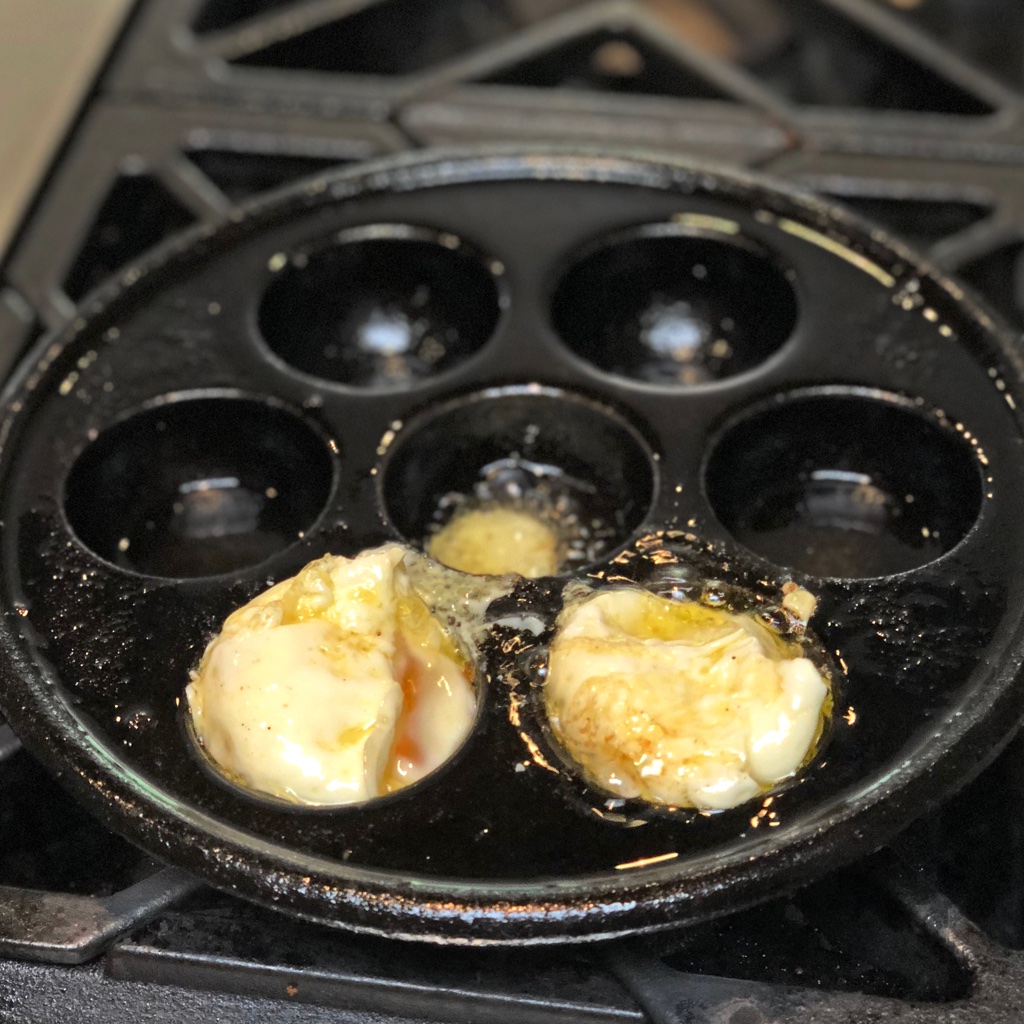 Aebleskiver pan fried eggs